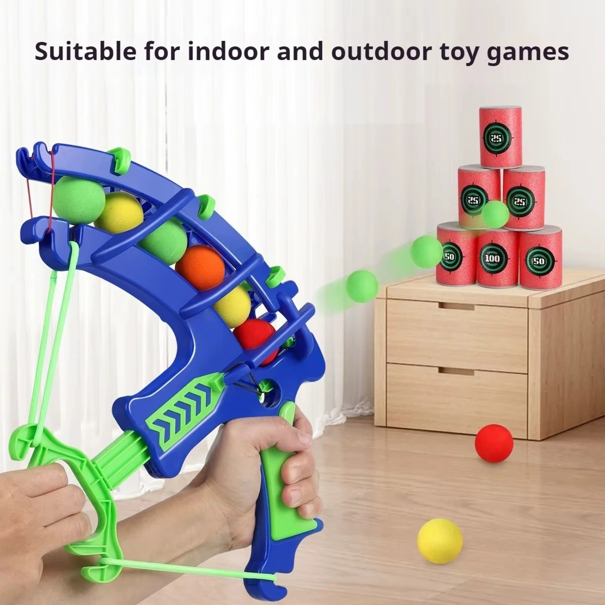 Party Games Kids Birthday - Sport-Schleuder-Zielscheiben-Seifenblasenpistole mit weichen Bällen – Automatischer