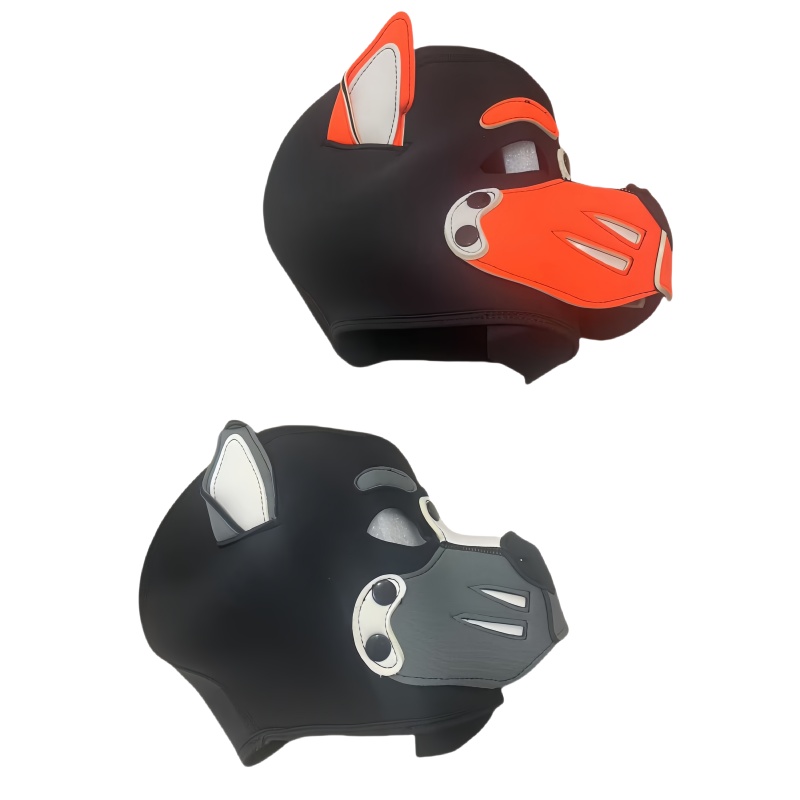 Party Games Shop - Erotische bunte Hundehaubenmaske mit Unisex-BDSM-Welpe, Cosplay-Fessel-Kostüm