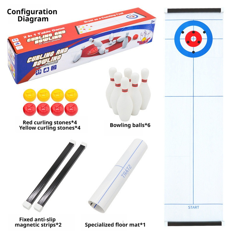 Party Games Kids Indoor - Neues Mini-Curling- und Bowling-Tischspiel, interaktives Indoor-Brettspiel